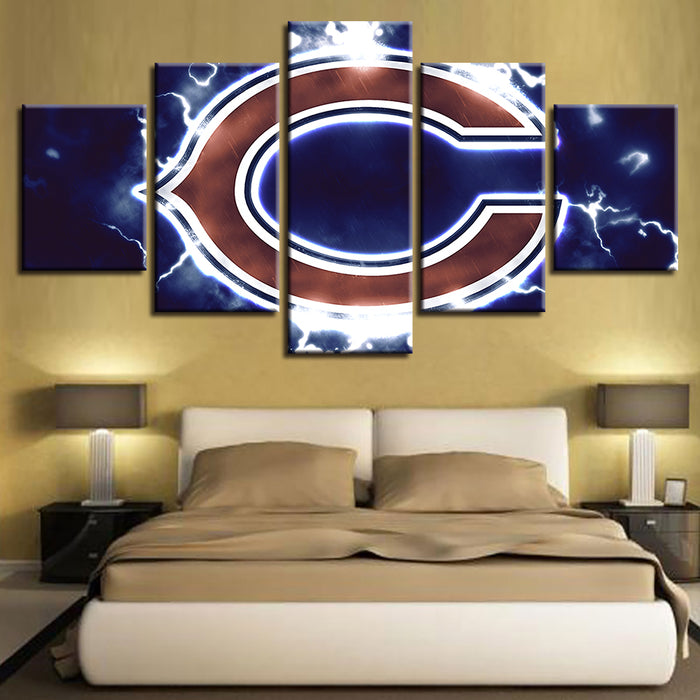 Charged Chicago Bears 5 Pieces-Canvas Wall Art Painting