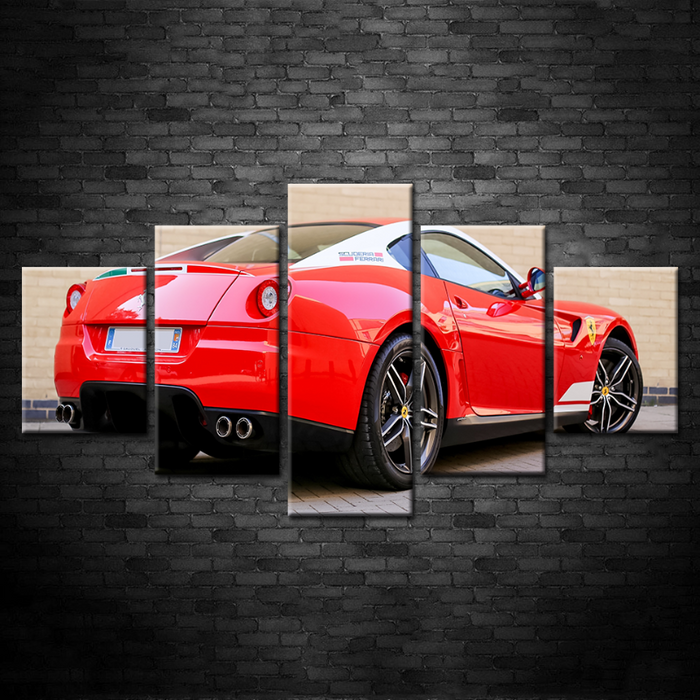 5 Piece Back Close Up Red Classic Car - Canvas Wall Art Painting
