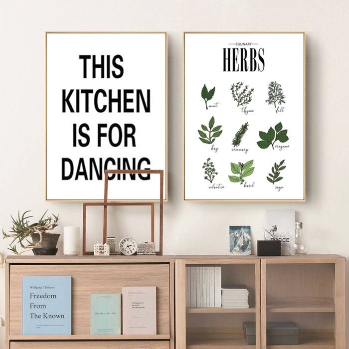 Herbs Poster Botanical Kitchen - Canvas Wall Art Painting