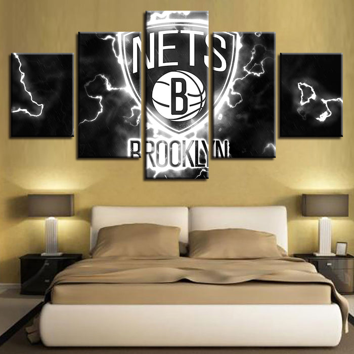 Voltaic Brooklyn Nets 5 Piece - Canvas Wall Art Painting