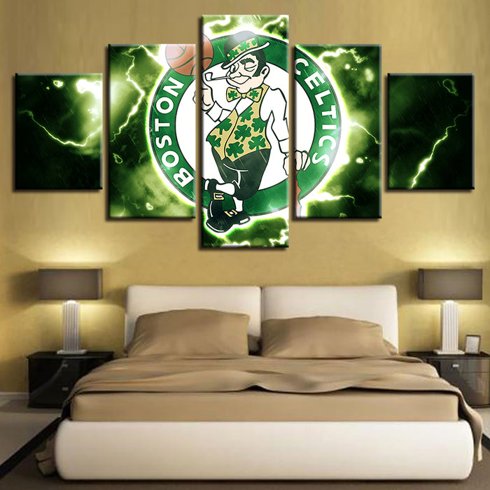 Electrifying Boston Celtics 5 Piece - Canvas Wall Art Painting
