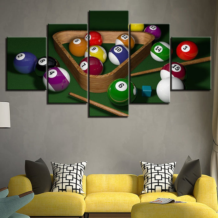 5 Piece Pool Balls - Canvas Wall Art Painting