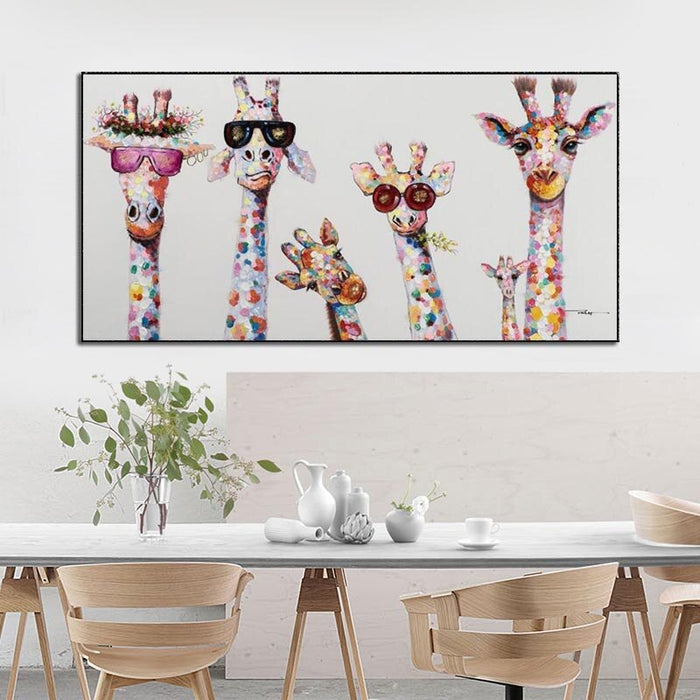 Cartoon Giraffes - Canvas Wall Art Painting