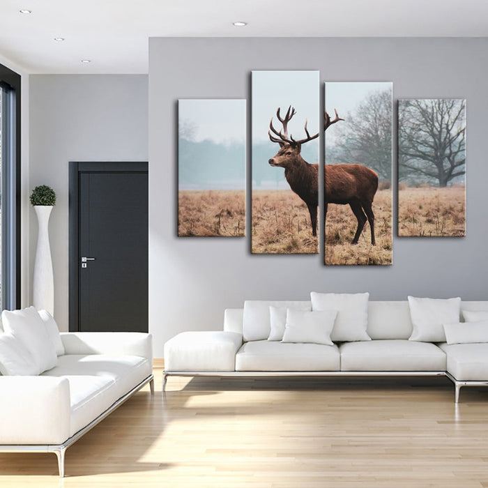 4 Piece Regal Deer in the Plains - Canvas Wall Art Painting