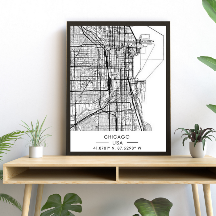 Chicago City Map-Canvas Wall Art Painting