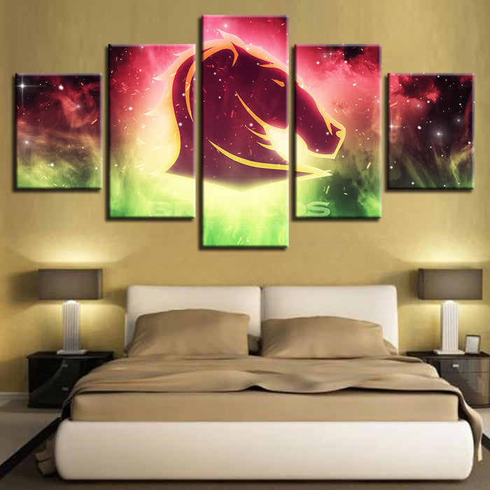 Raving Broncos 5 Piece - Canvas Wall Art Painting