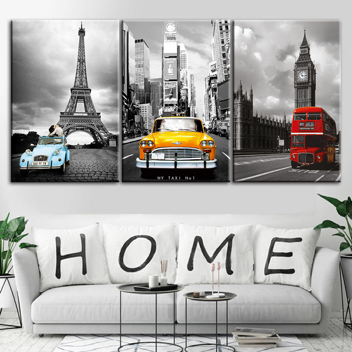 Primary Color Cars 3 Piece - Canvas Wall Art Painting