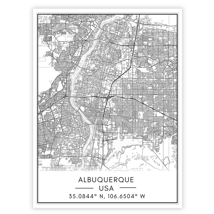 Albuquerque City Map - Canvas Wall Art Painting