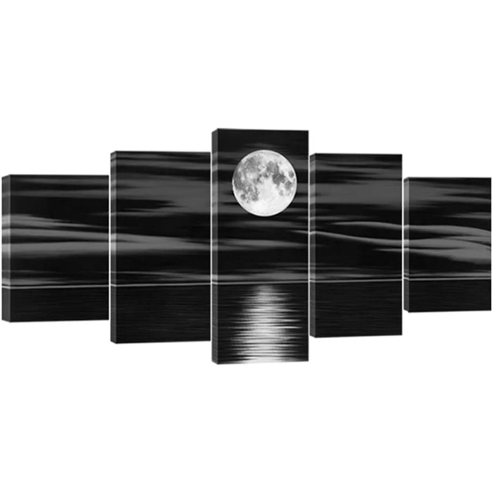 Set Of 5 Full Moon Decorative Canvas