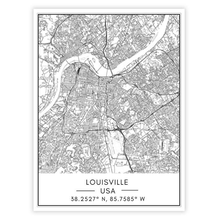 Louisville City Map - Canvas Wall Art Painting