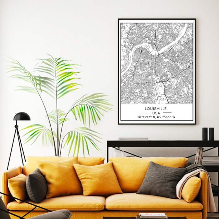 Louisville City Map - Canvas Wall Art Painting