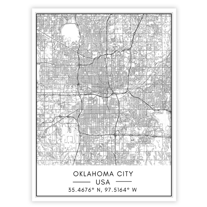 Oklahoma City Map - Canvas Wall Art Painting