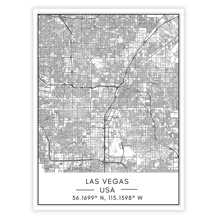 Las Vegas City Map - Canvas Wall Art Painting