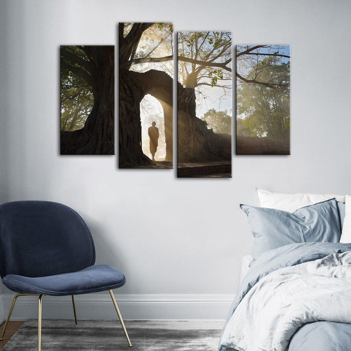 4 Piece Lone Man Nature - Canvas Wall Art Painting