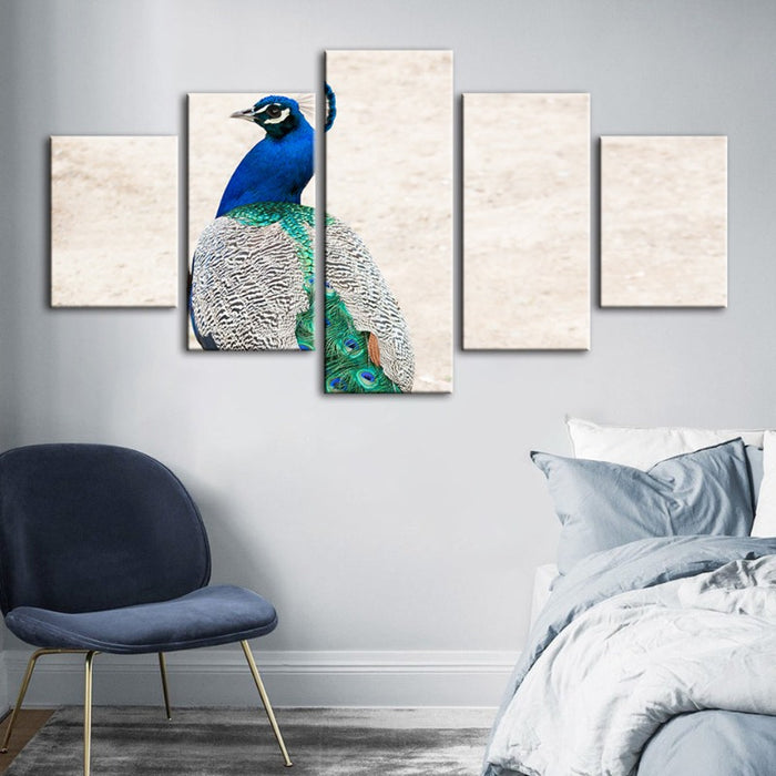 5 Piece Skirted Elegant Peacock - Canvas Wall Art Painting