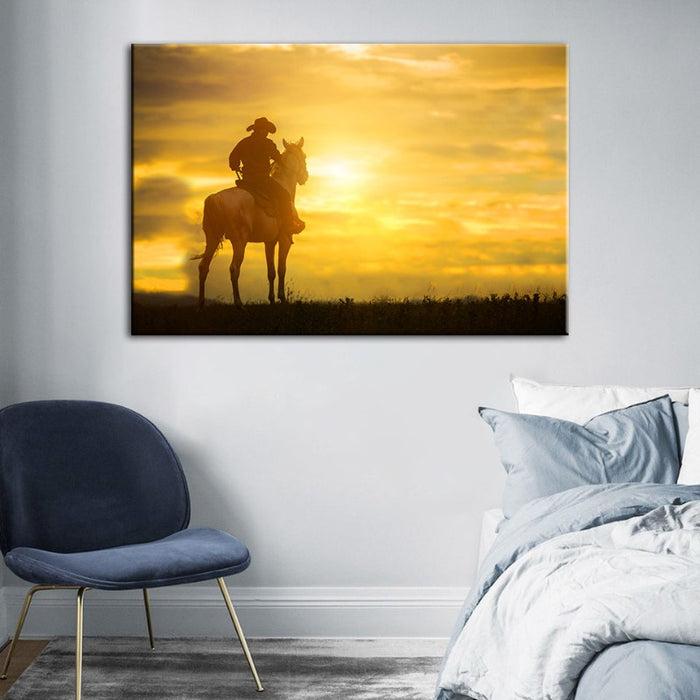 A Cowboy And His Steed - Canvas Wall Art Painting