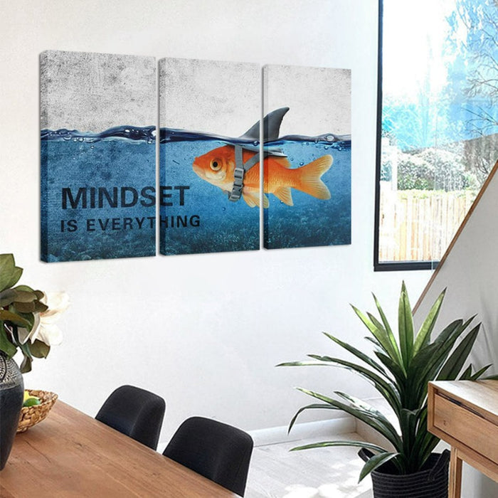 3Pcs Abstract Blue Goldfish Shark Posters Canvas Painting