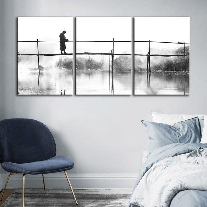 Water Bridge-Canvas Wall Art Painting 3 Pieces
