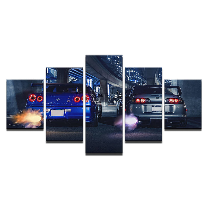 Car Racers 5 Piece - Canvas Wall Art Painting