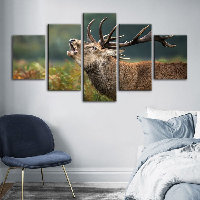 5 Piece Bleating Elk - Canvas Wall Art Painting