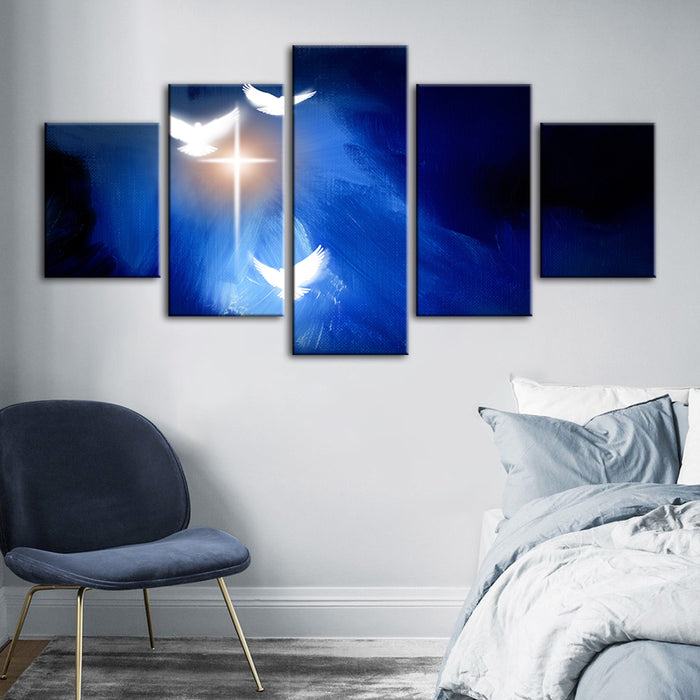 Shining Doves 5 Piece - Canvas Wall Art Painting