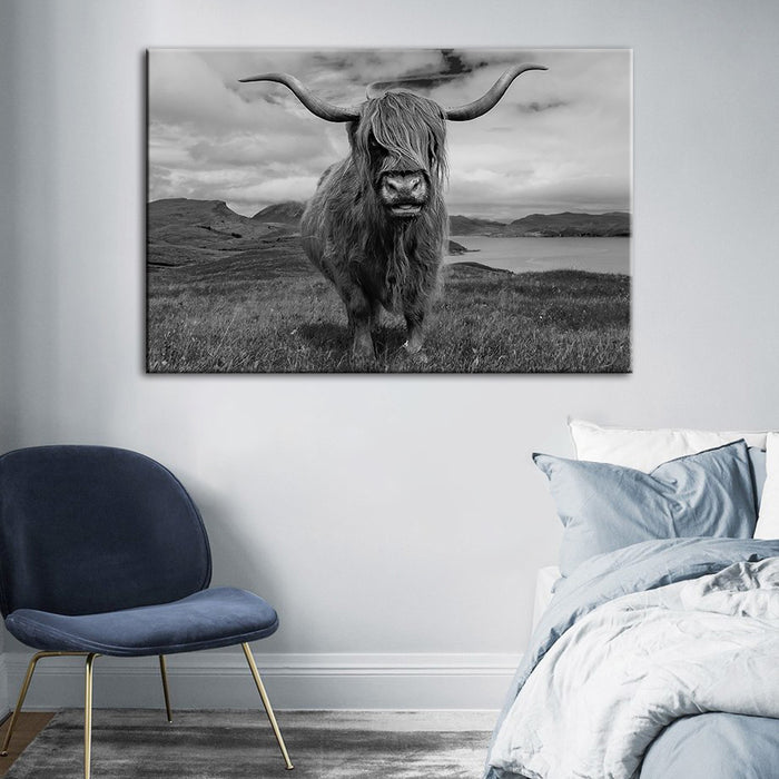Black And White Cow - Canvas Wall Art Painting