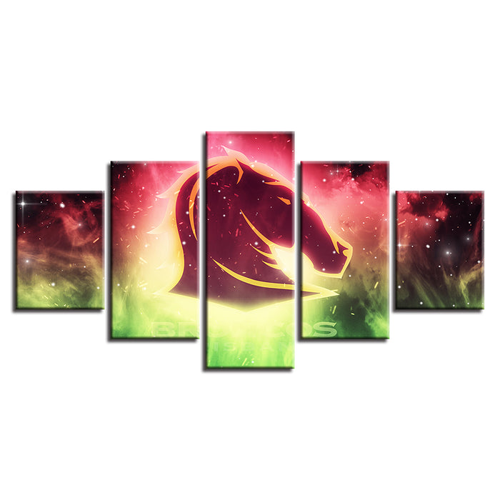 Raving Broncos 5 Piece - Canvas Wall Art Painting