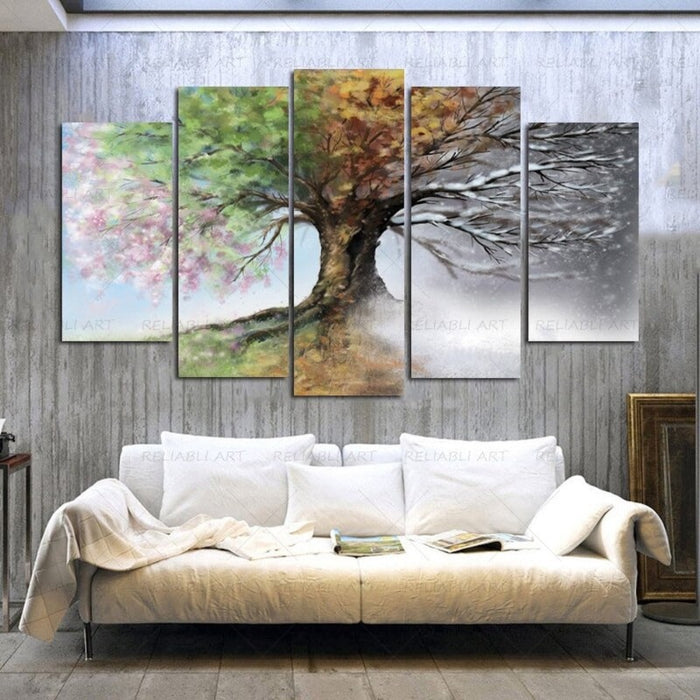 5 Panels "Seasonal Tree"-Wall Art Modular Pictures Posters