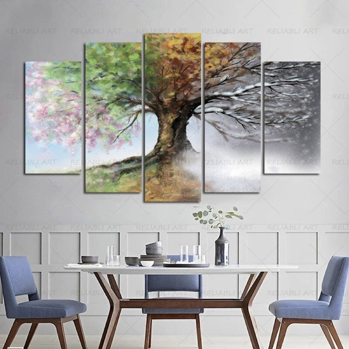 5 Panels "Seasonal Tree"-Wall Art Modular Pictures Posters