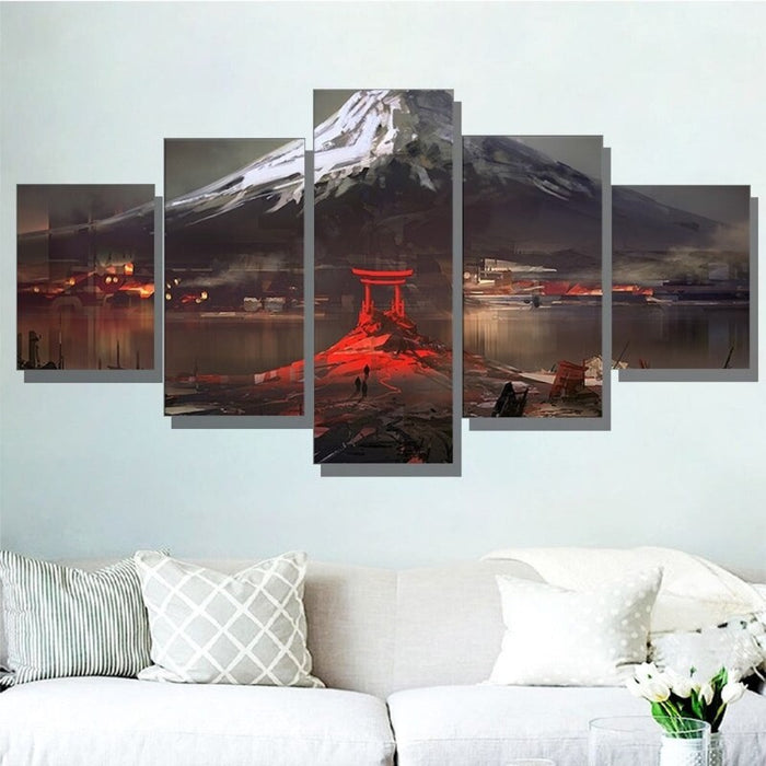 5 Pcs Abstract Art "Mount Fuji Japan Drawing"-Wall Art Posters