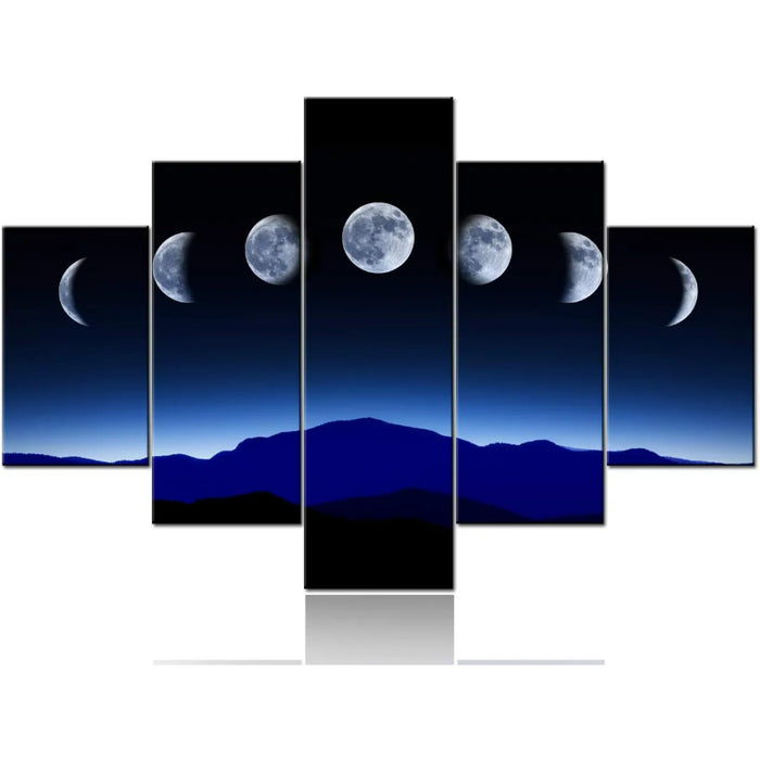 Set Of 5 Moon Cycle Decorative Canvas