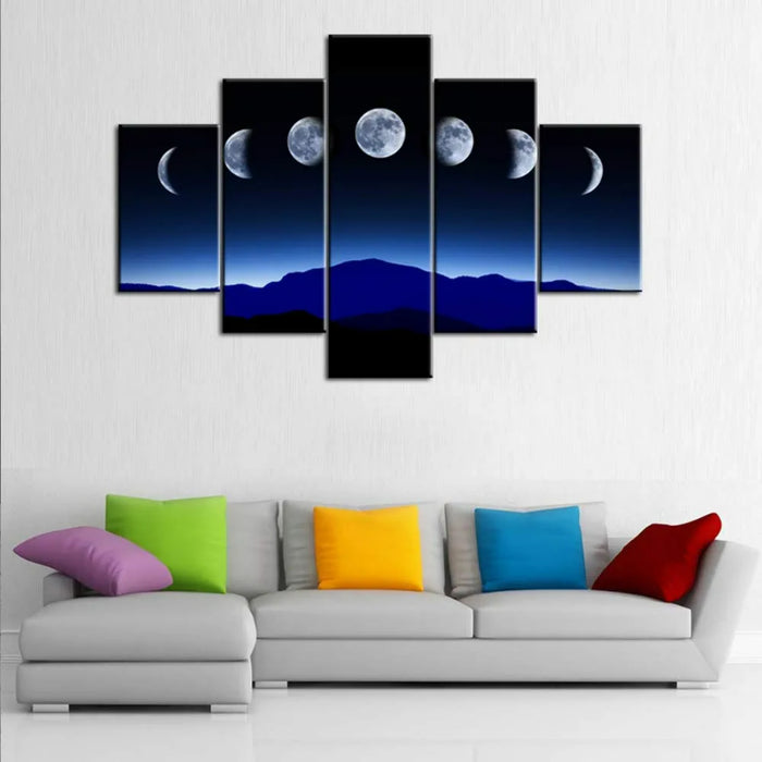 Set Of 5 Moon Cycle Decorative Canvas