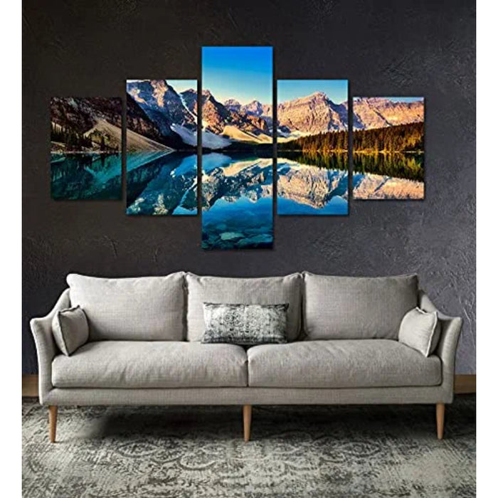 5 Pieces Snow Mountain and Lake Scenery Painting