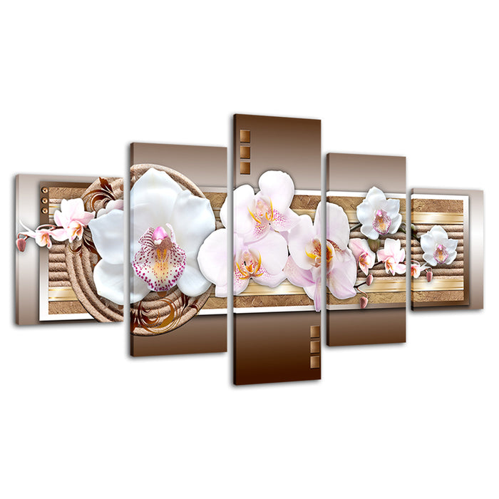 Classy Pink Orchids 5 Piece-Canvas Wall Art Painting