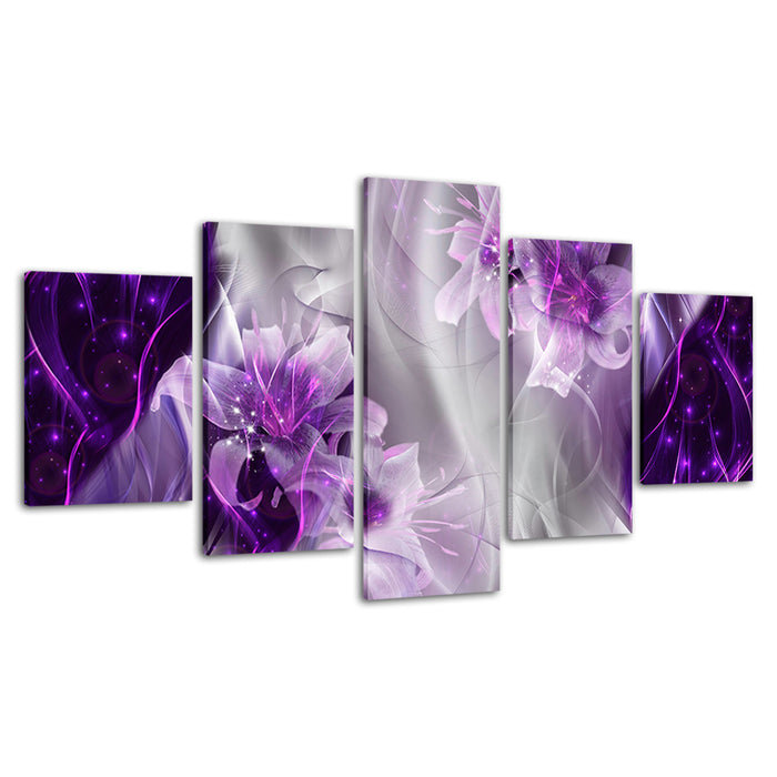 Fantasy Purple Lilies 5 Piece - Canvas Wall Art Painting