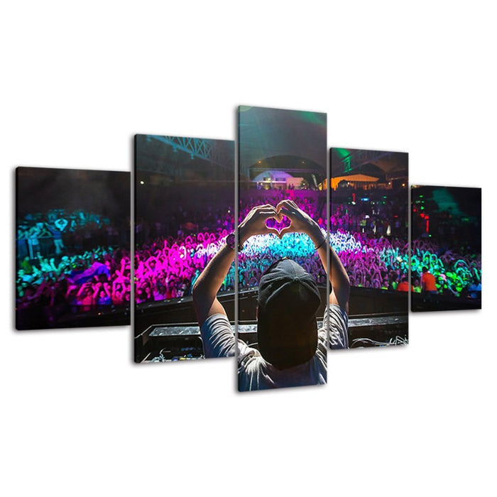 5 Piece Crowded DJ Concert - Canvas Wall Art Painting