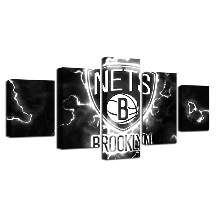 Voltaic Brooklyn Nets 5 Piece - Canvas Wall Art Painting