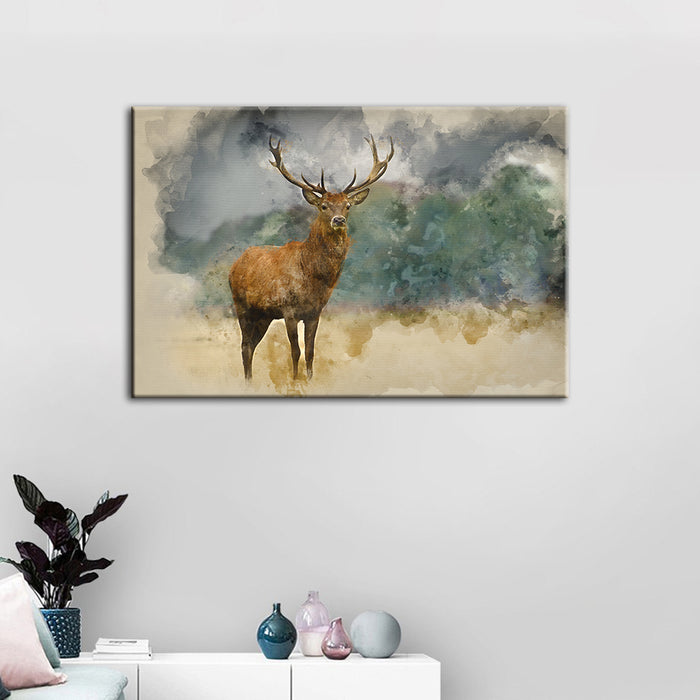 Watercolor Plains Deer - Canvas Wall Art Painting