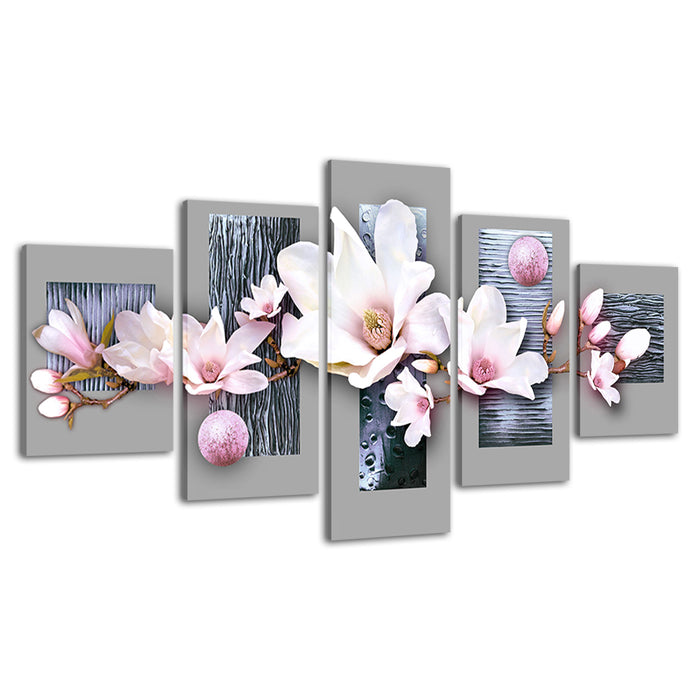 Graceful Baby Pink Magnolias 5 Piece - Canvas Wall Art Painting