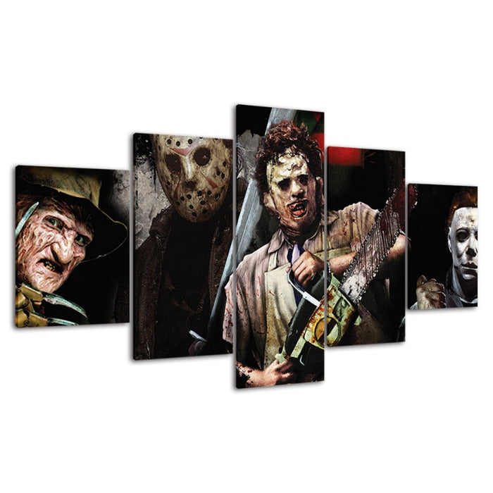 5 Piece Iconic Monster And Killers - Canvas Wall Art Painting
