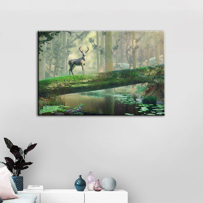 Enchanted Forest Deer - Canvas Wall Art Painting