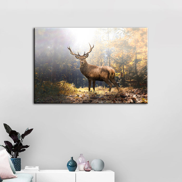 Majestic Deer In The Woods - Canvas Wall Art Painting