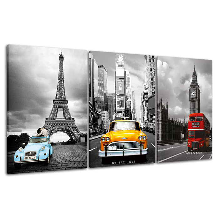 Primary Color Cars 3 Piece - Canvas Wall Art Painting