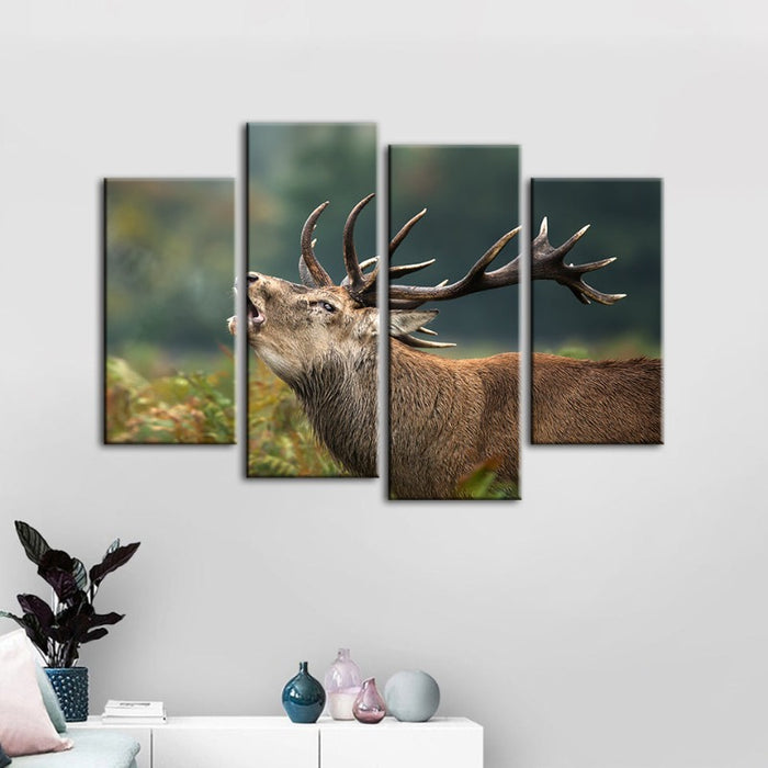 4 Piece Bleating Elk - Canvas Wall Art Painting