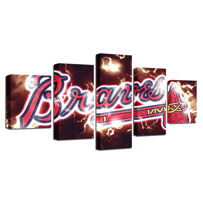 Dynamic Braves Logo 5 Piece - Canvas Wall Art Painting
