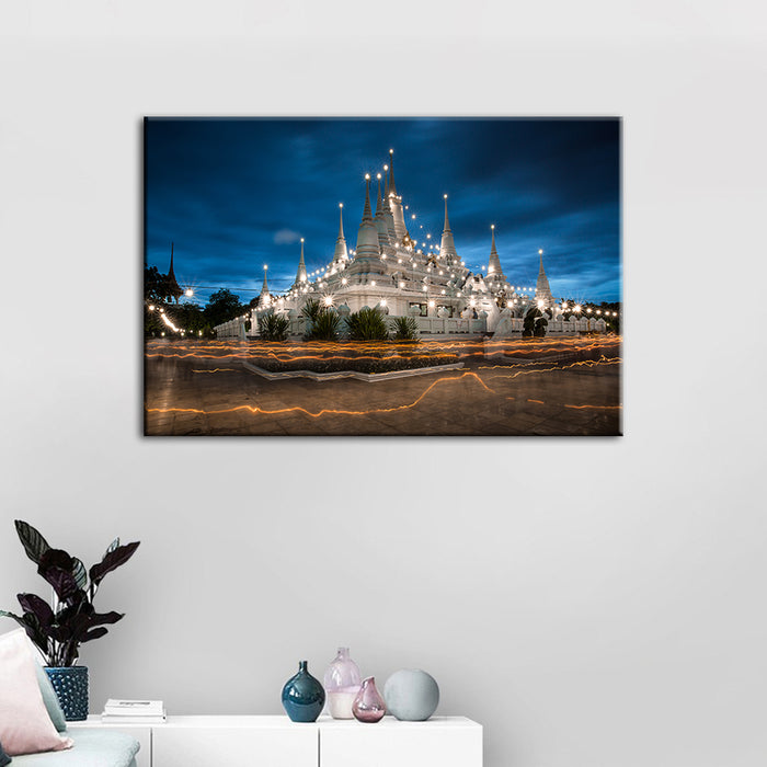 Beautiful Temple Night Time - Canvas Wall Art Painting