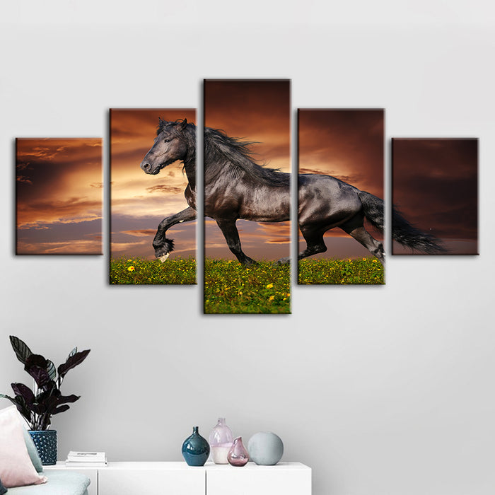 5 Piece Running Horses - Canvas Wall Art Painting