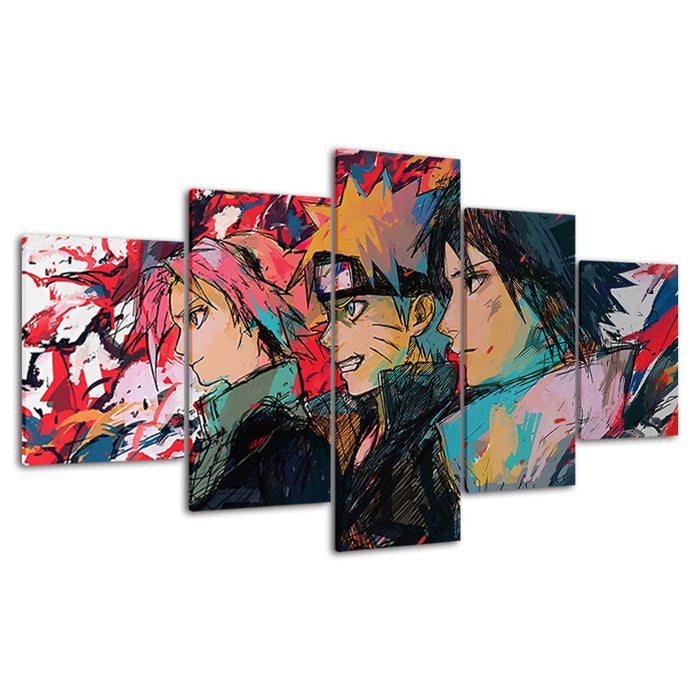Naruto Anime Drawing- 5 Piece Canvas Wall Art Painting
