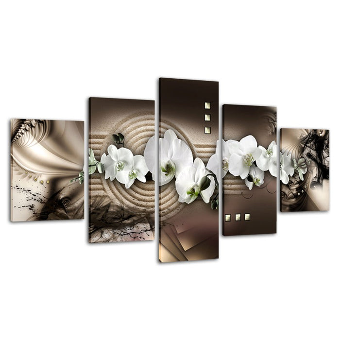 5 Piece Abstract White Flower - Canvas Wall Art Painting