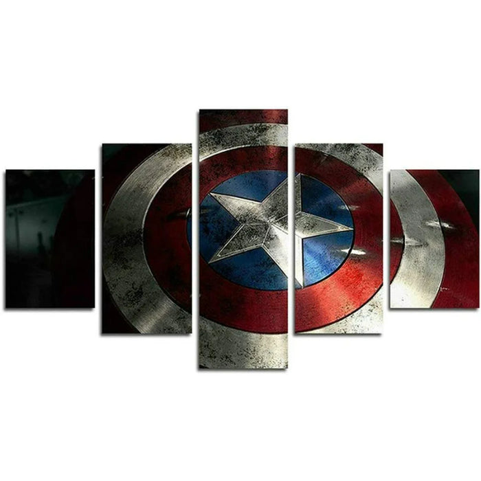 Set of 5 Captain America Shield Wall Canvas